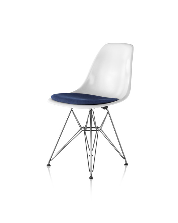Eames Molded Fiberglass Chair With Seat, Eames Molded Fiberglass Side Chair With Seat Pad