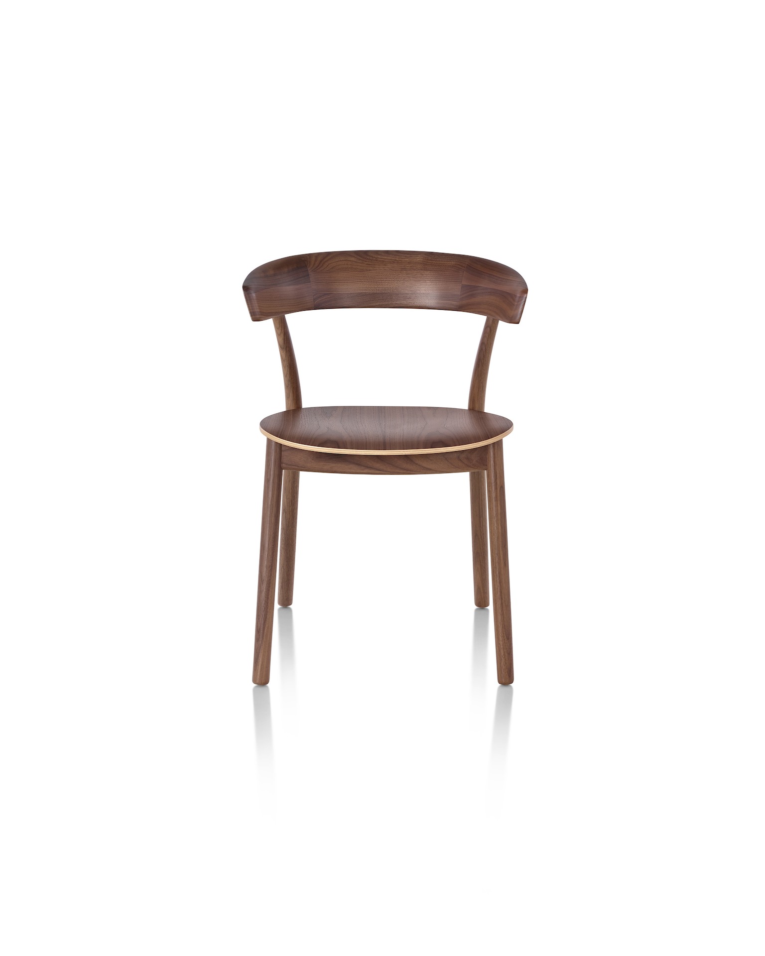 A Leeway side chair with a wood frame, backrest, and seat in a medium finish, viewed from the front.