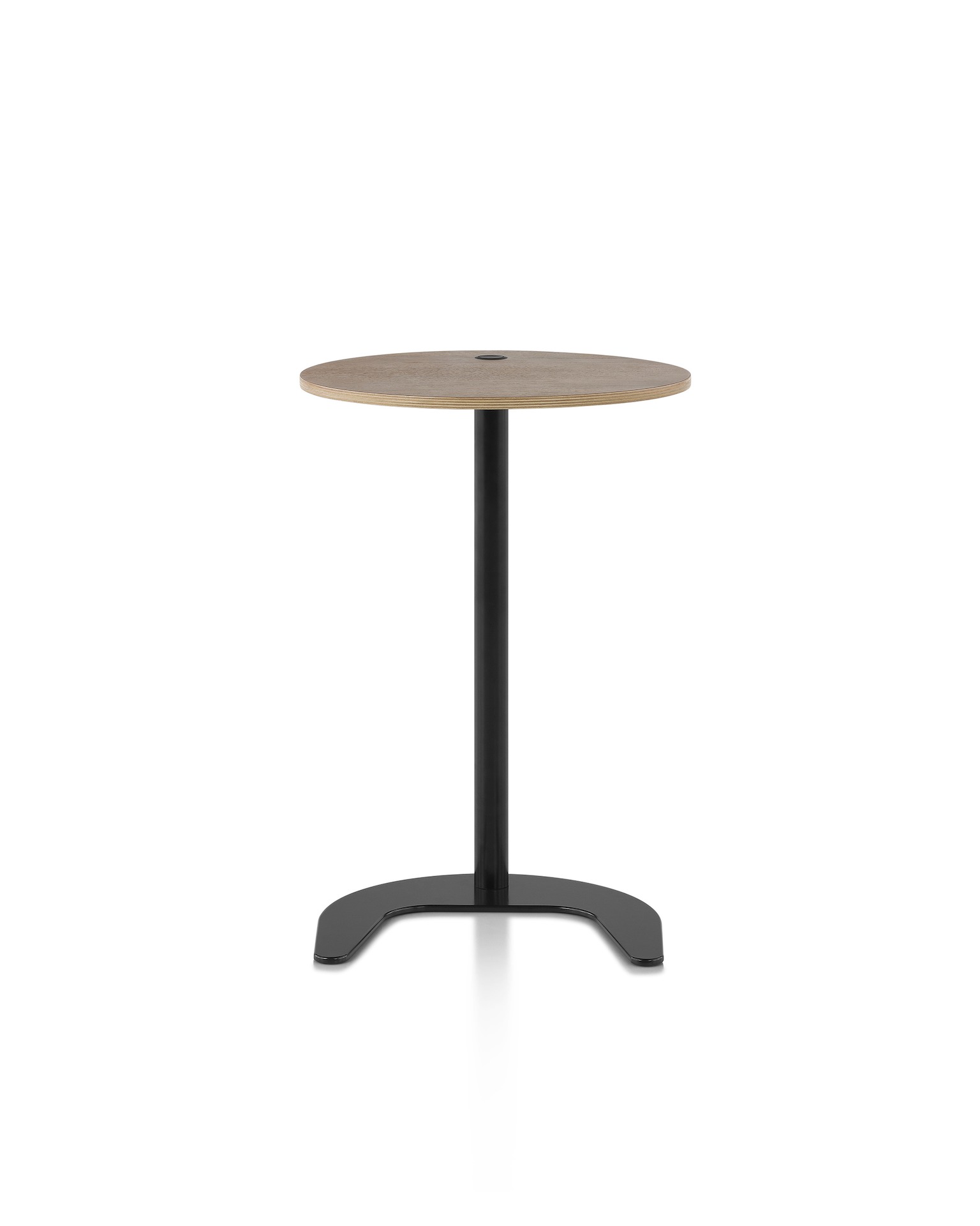 Plex Work Table with a walnut top and black metal base.