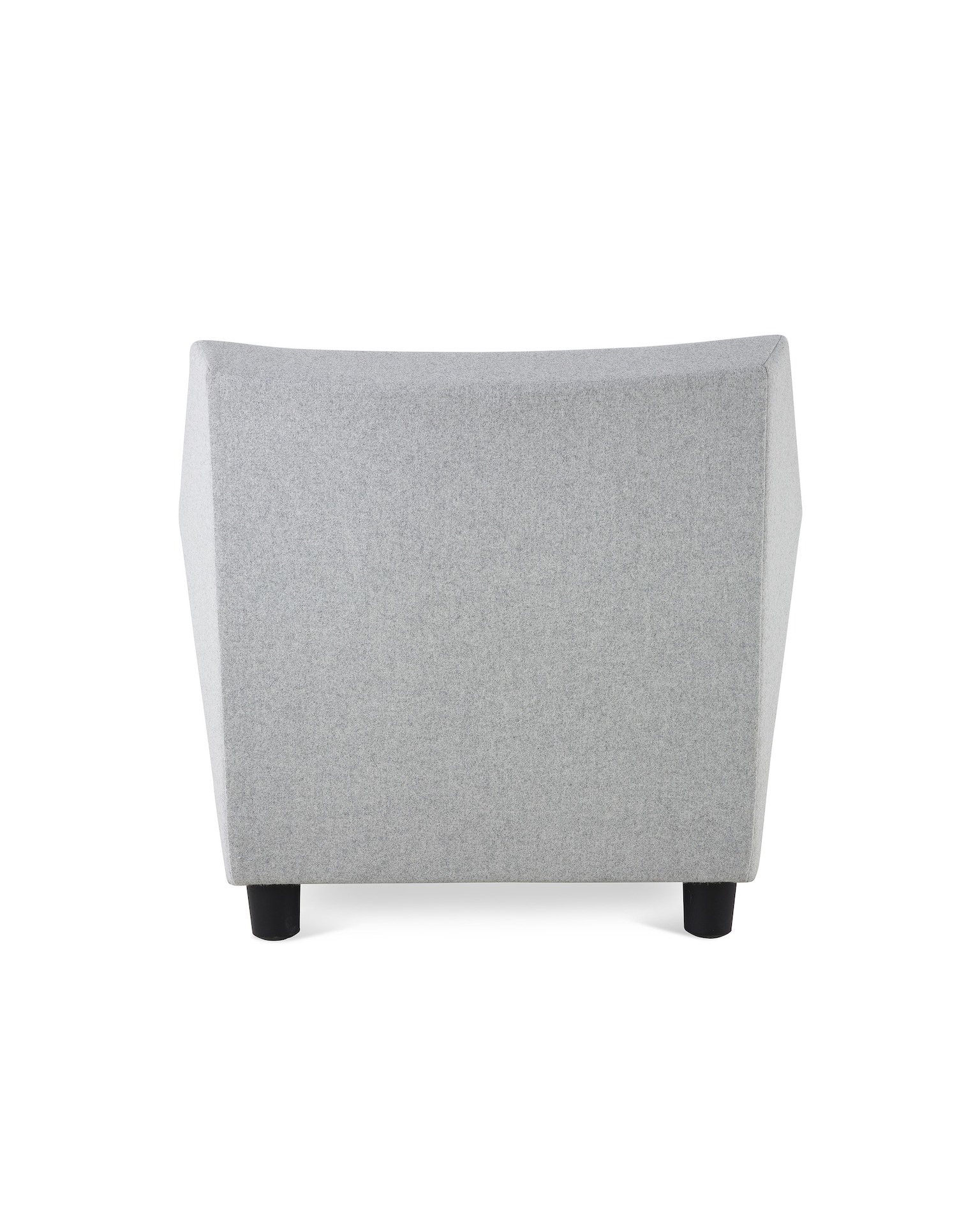 A Swoop Club Chair in light grey upholstery, viewed from the back.