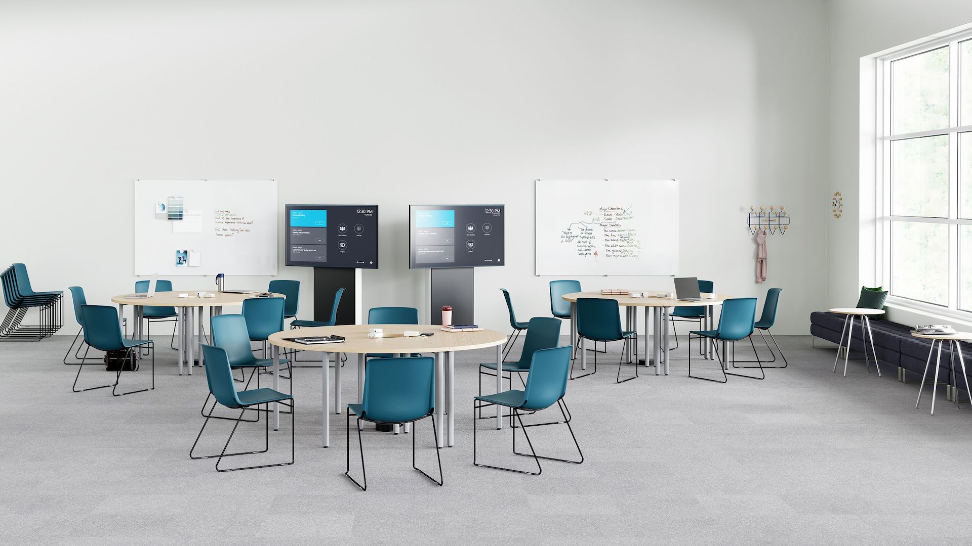 Pronta Stacking Chairs with Everywhere Tables