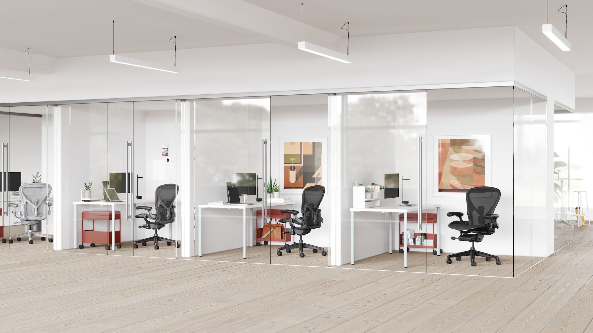 Haven Setting of the Four Colors of  Aeron Chairs with OE1
