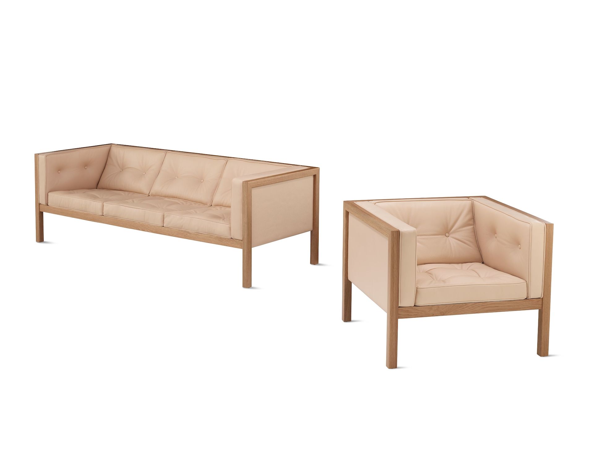 Nelson Cube Sofa Group in oak and leather