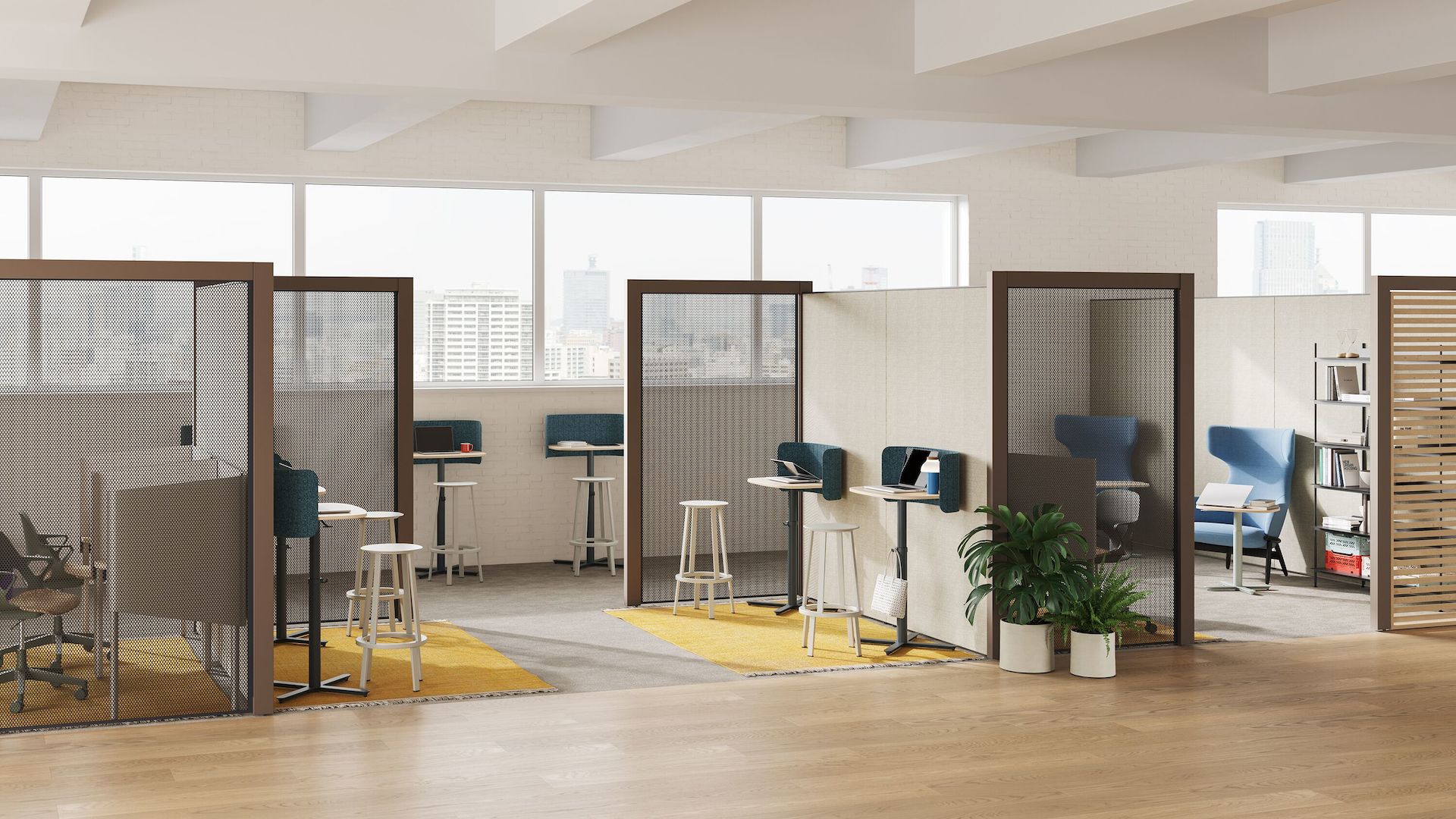 A selection of large and small Passport Work Tables are featured in an individual focus setting.