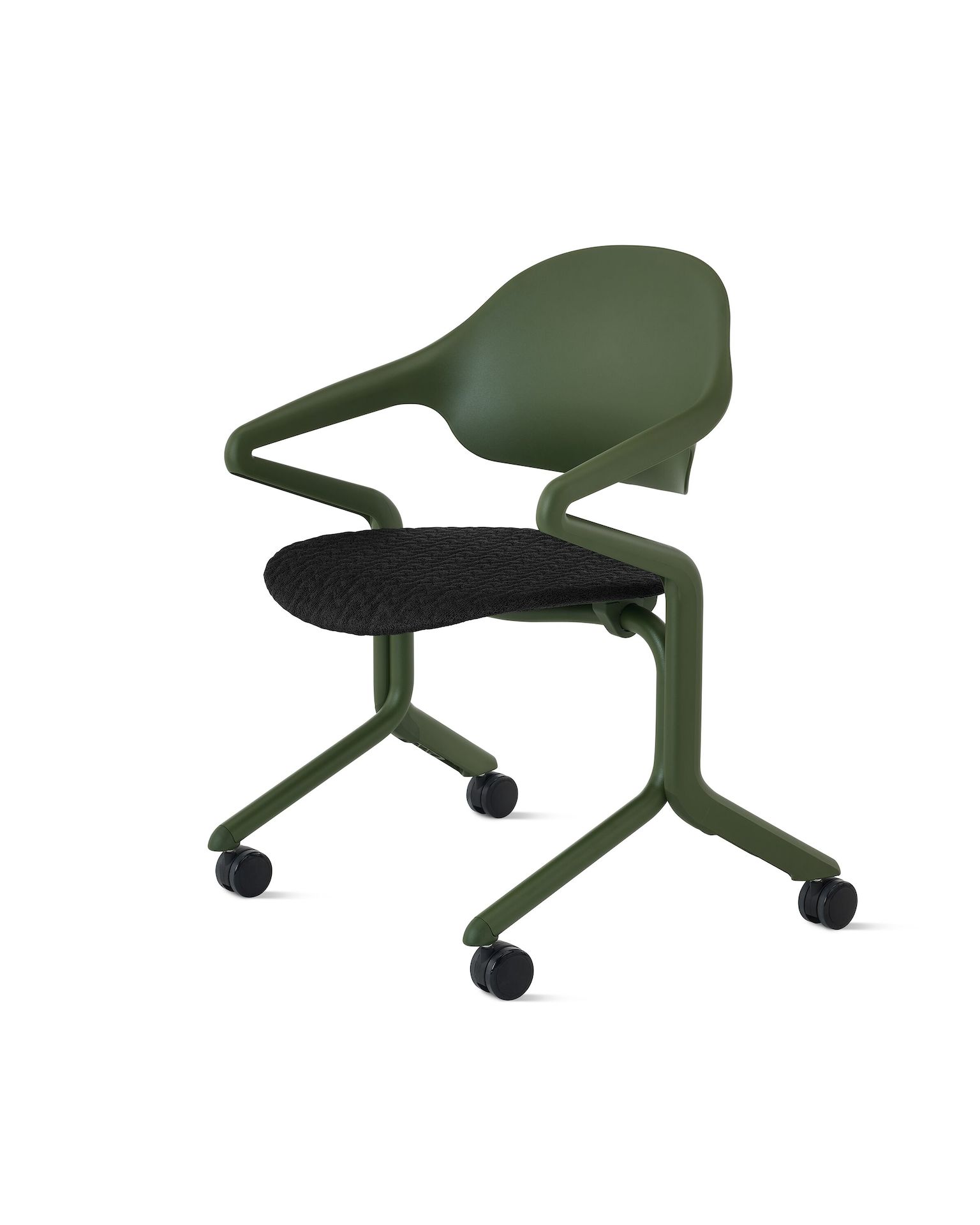 Front angle view of a Fuld Nesting Chair in Olive.