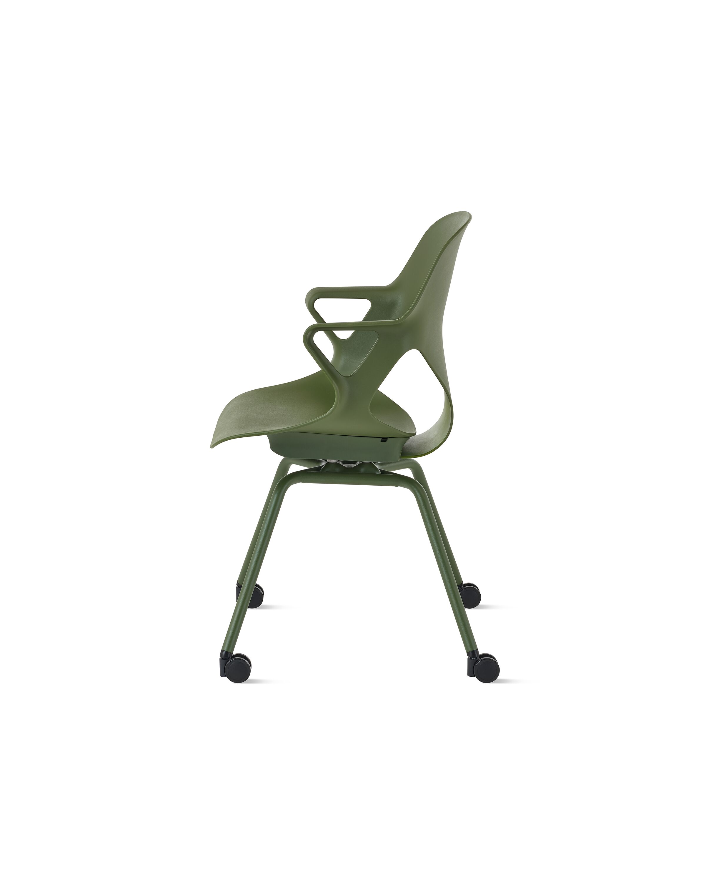 Zeph Side Chair, Olive Fixed Arms, Casters - Herman Miller