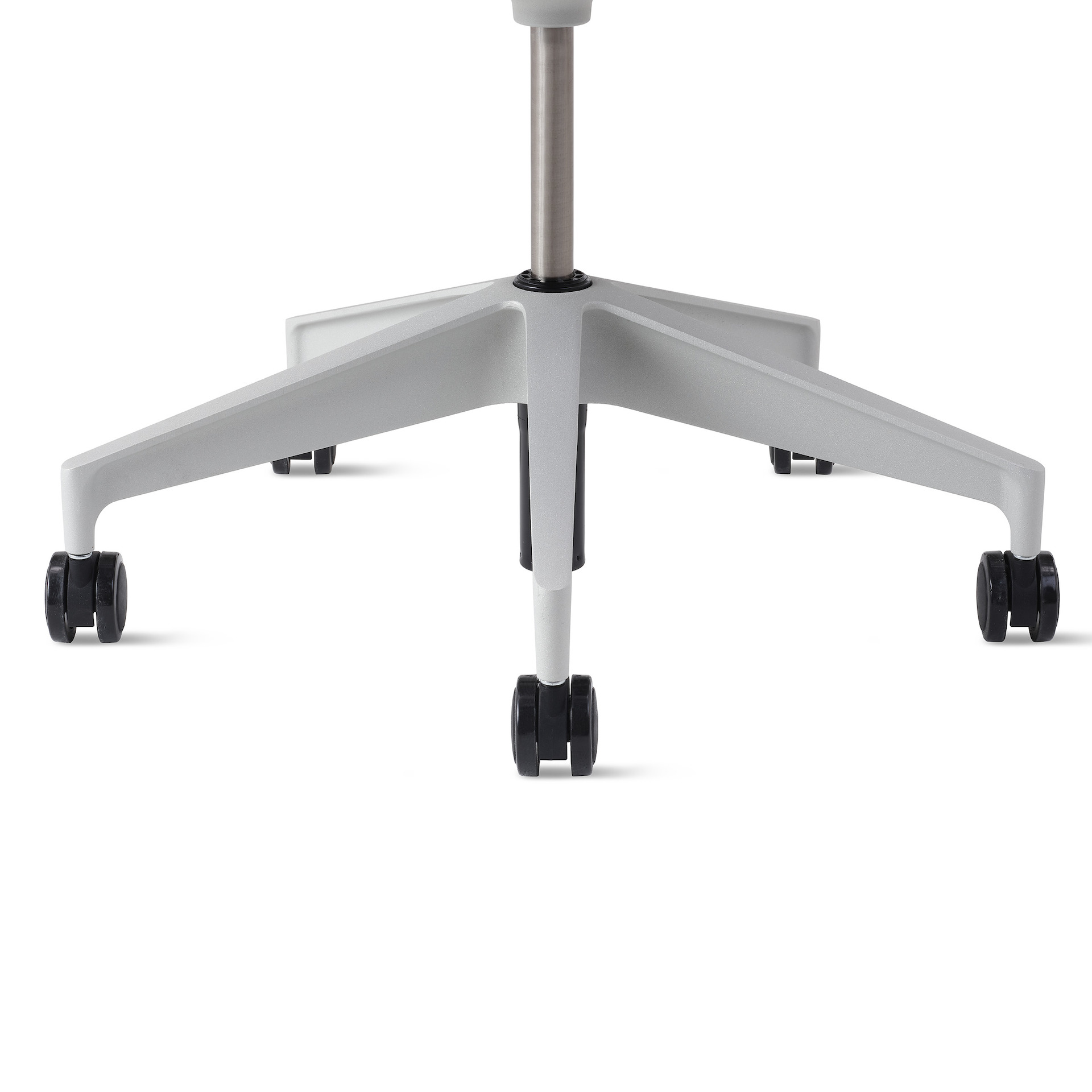 Close up view of a Setu five star base in silver alloy.