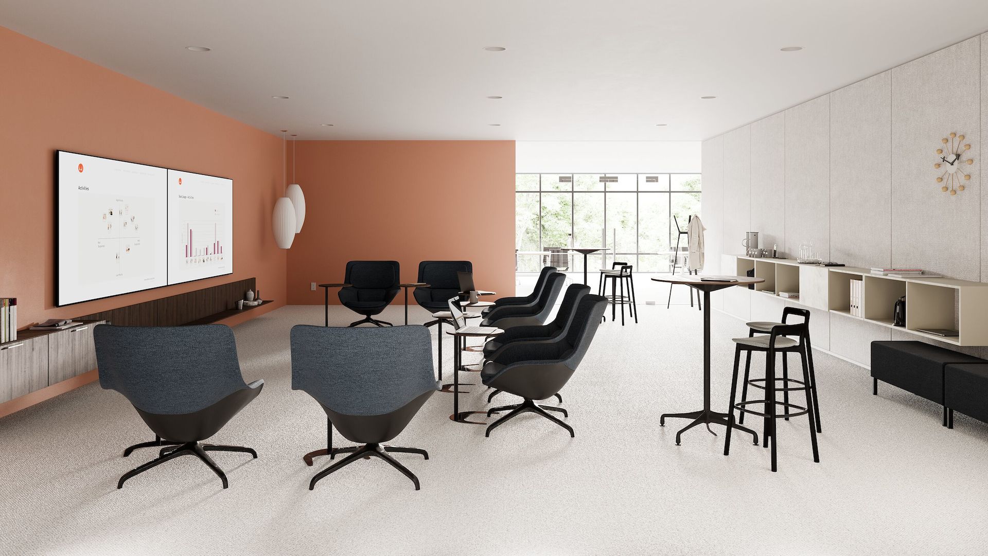 Meeting area using Barco Clickshare technology.