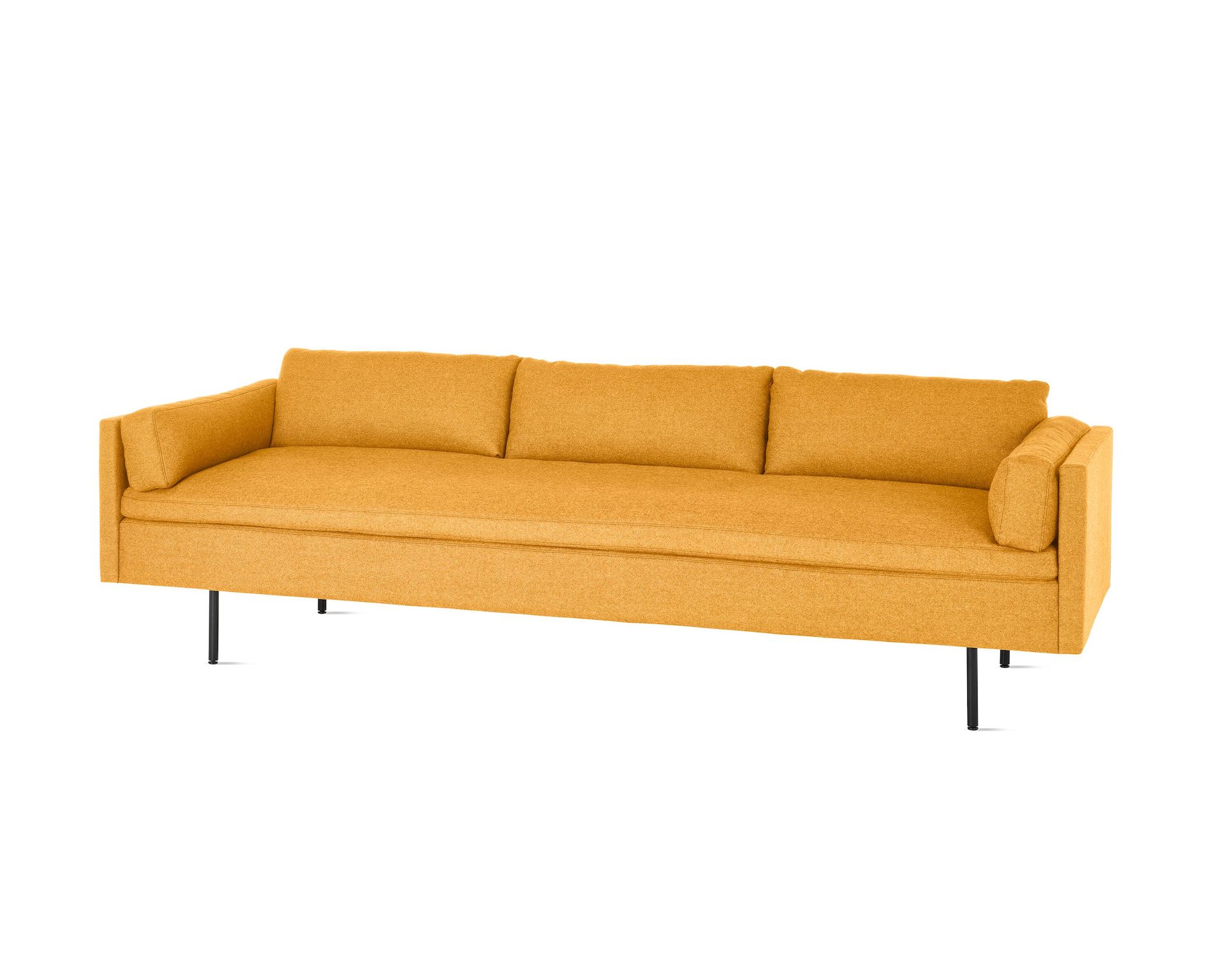 Bolster Sofa, three seater, in Beck Retrospect yellow upholstery. 