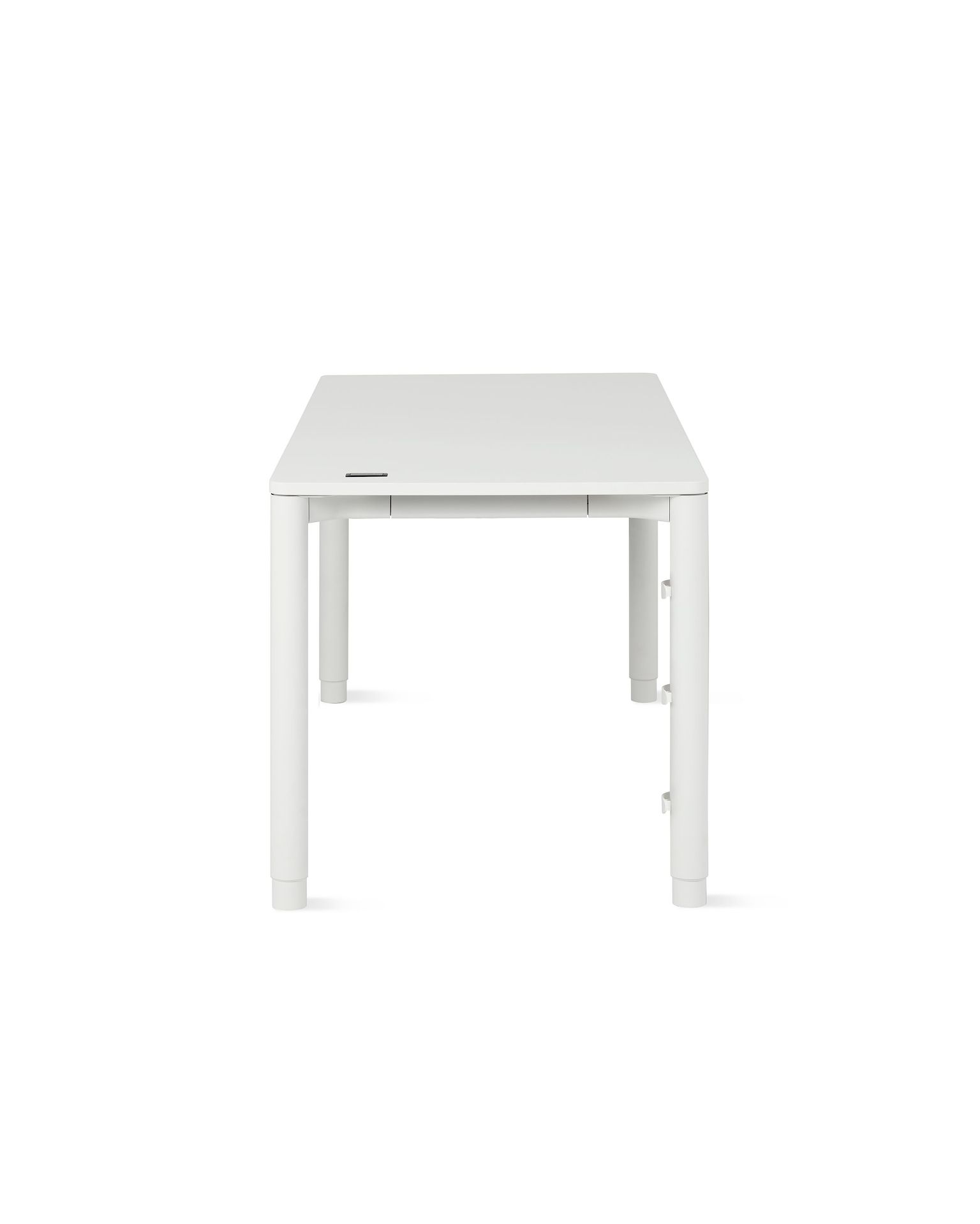 Four leg height-adjustable table shown with a white surface and legs.