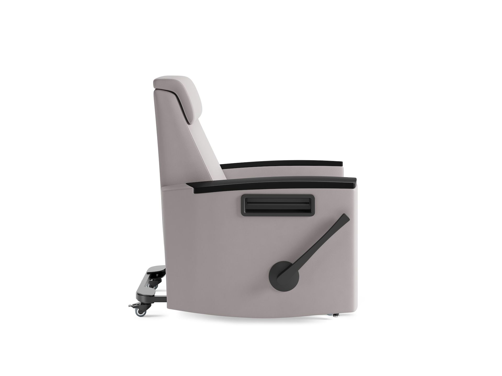 Consoul Reclining Glider, side, grey