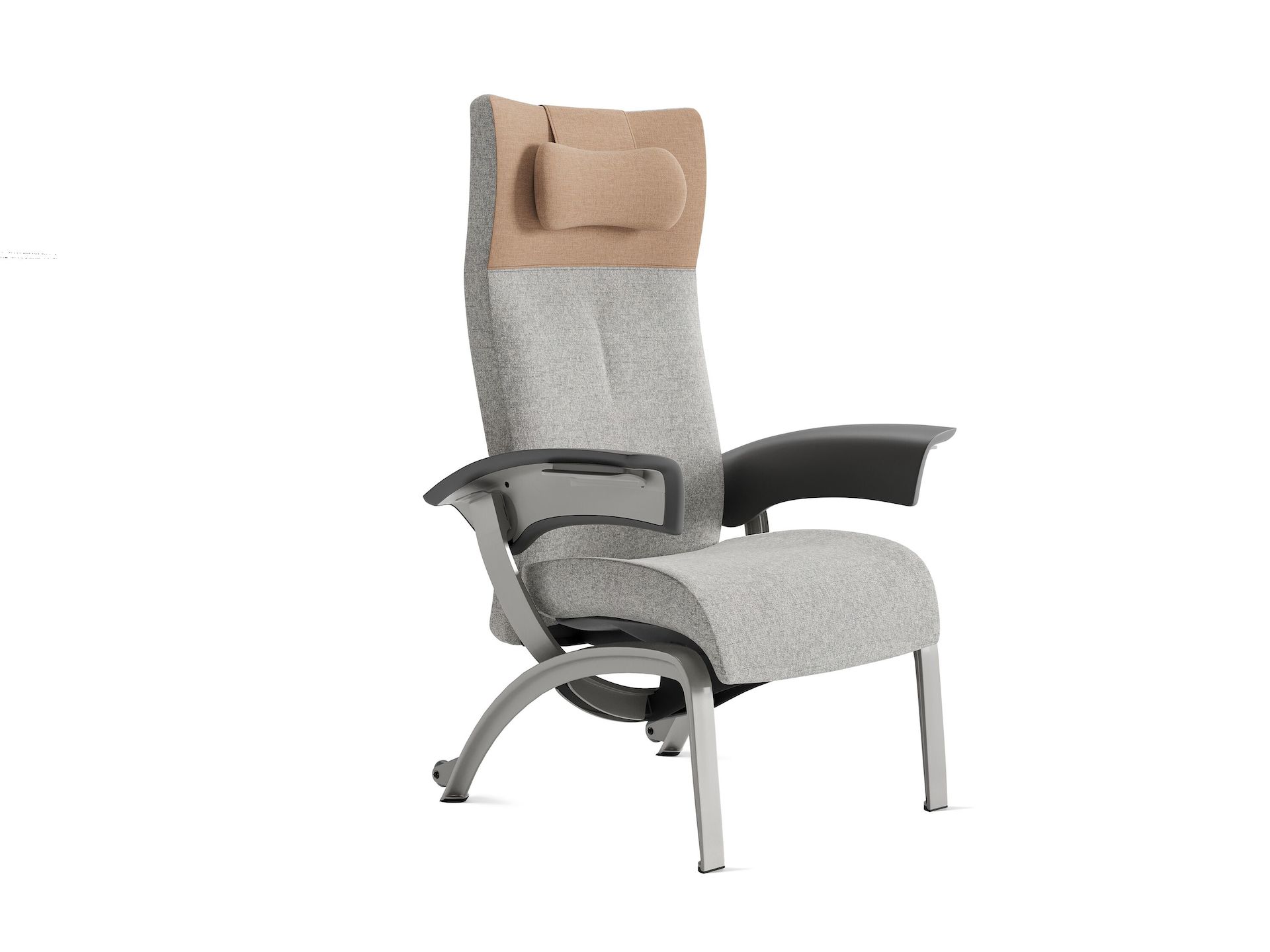 Nala Patient Chair, grey, angle, with pink headrest