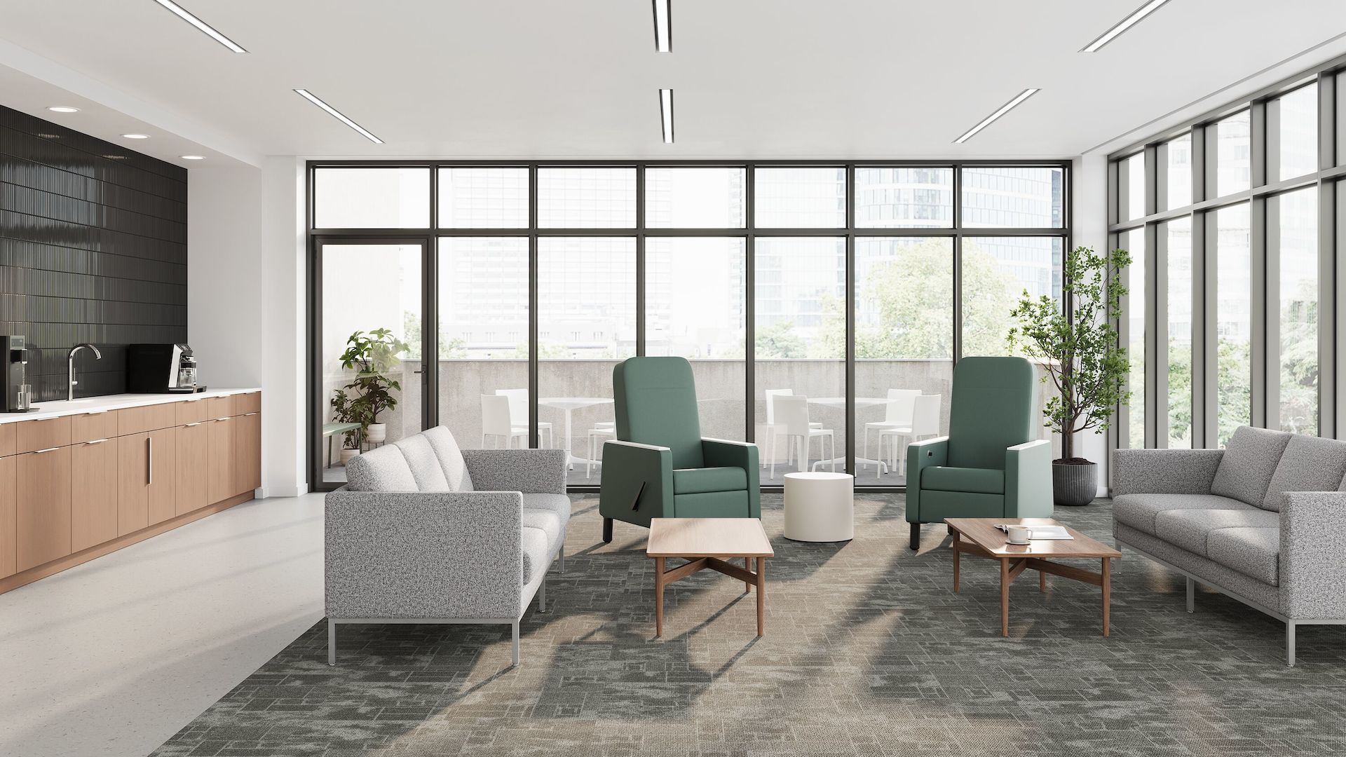 Gemma Recliner in compact size with metal legs and Mora System