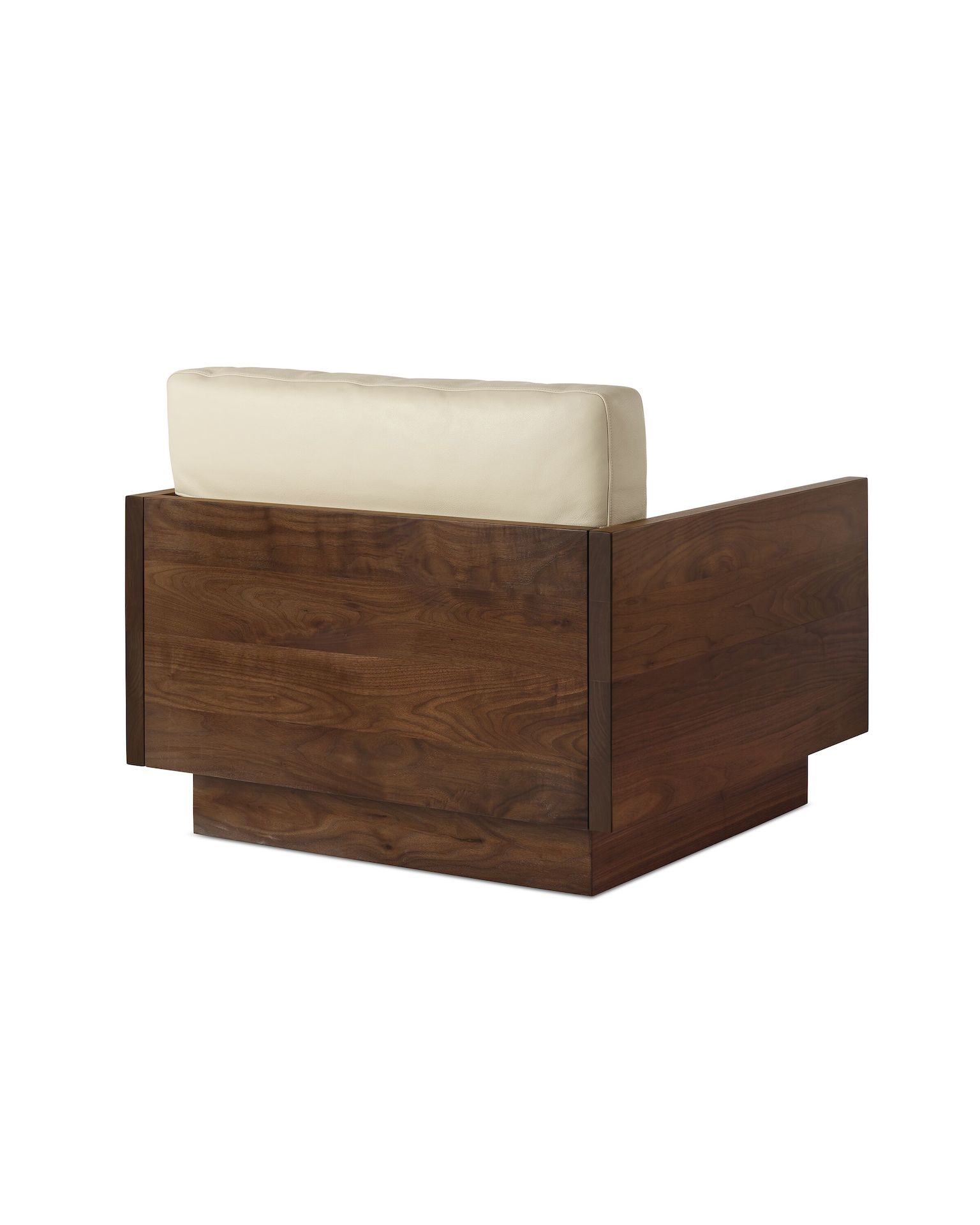 Pawson Drift Lounge Chair in walnut and beige leather (Prone Leather Timbre)