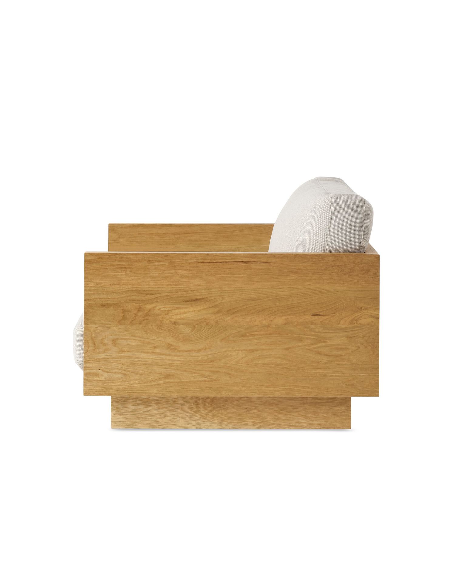 Pawson Drift Lounge Chair in Oak and grey cushions (Mode Clavicle)