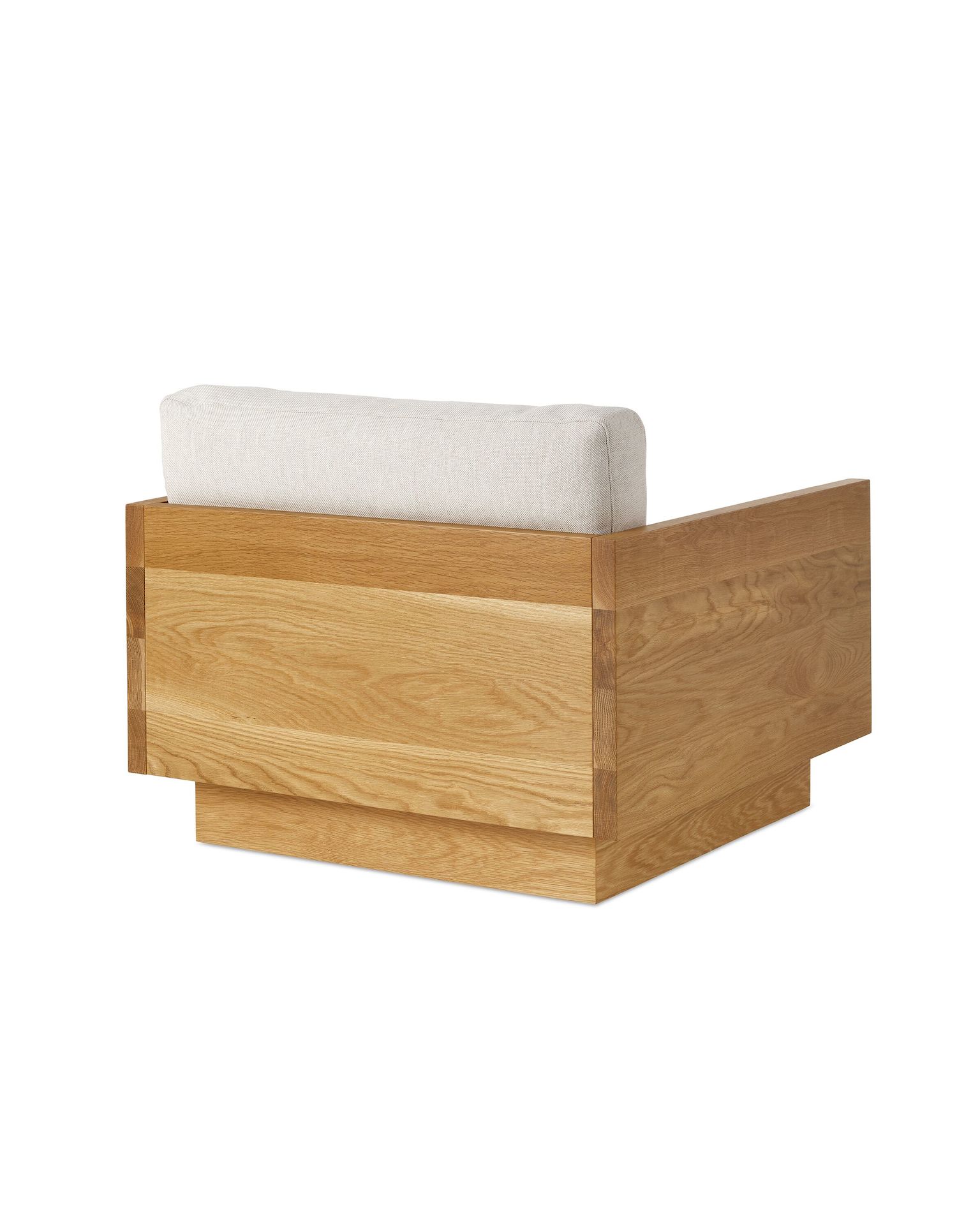 Pawson Drift Lounge Chair in Oak and grey cushions (Mode Clavicle)