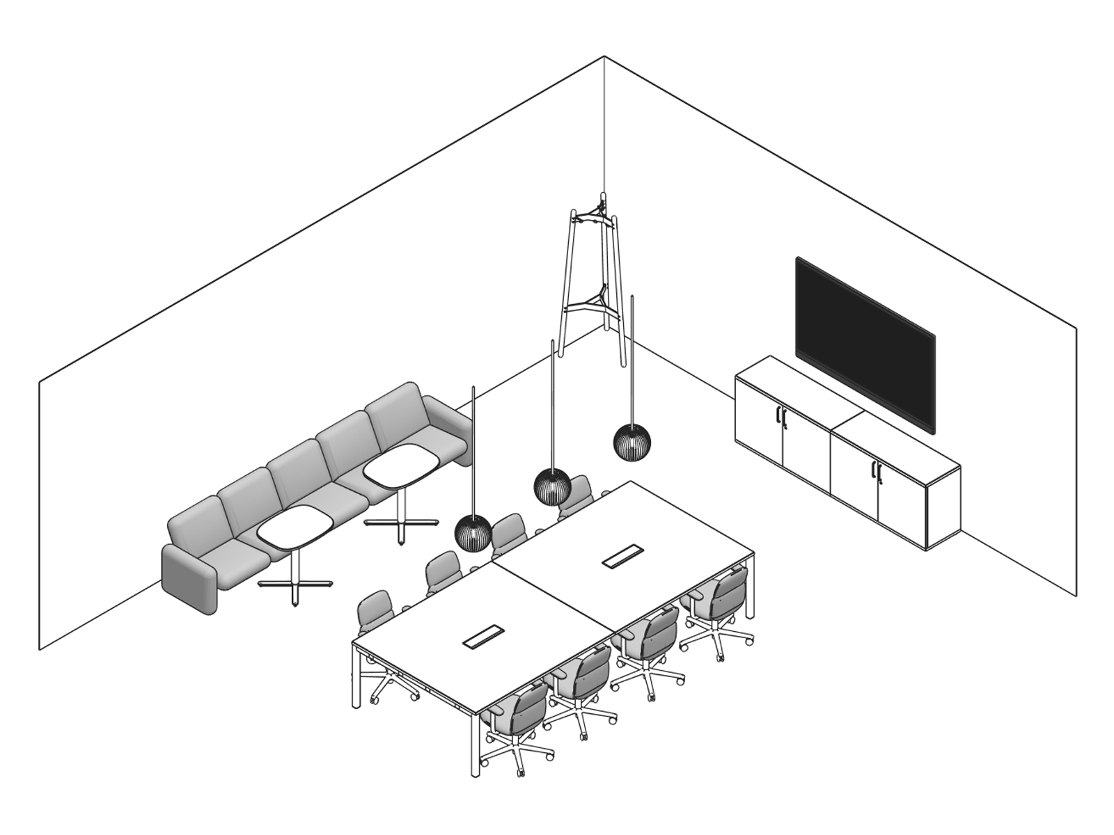 A line drawing - Meeting Space 201 EUR