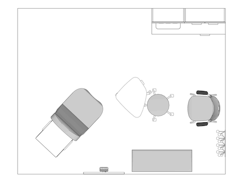 A line drawing viewed from above - Exam Room 009