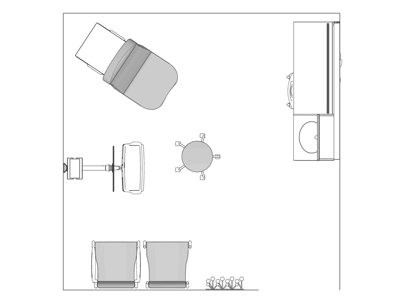 A line drawing viewed from above - Exam Room 011