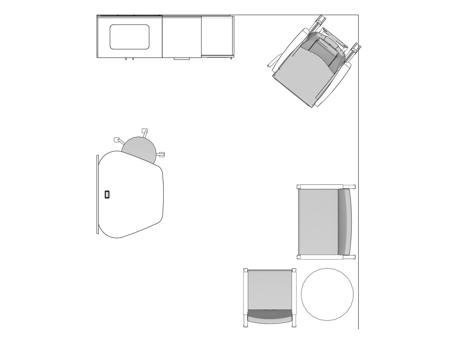 A line drawing viewed from above - Exam Room 014