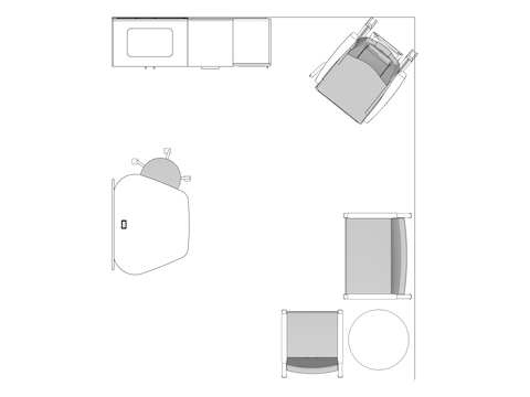 A line drawing viewed from above - Exam Room 014