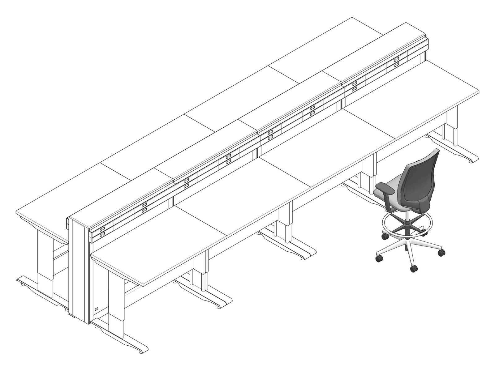 Premium AI Image | A drawing of people working in a computer lab.