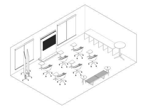 A line drawing - Meeting Space 057 B