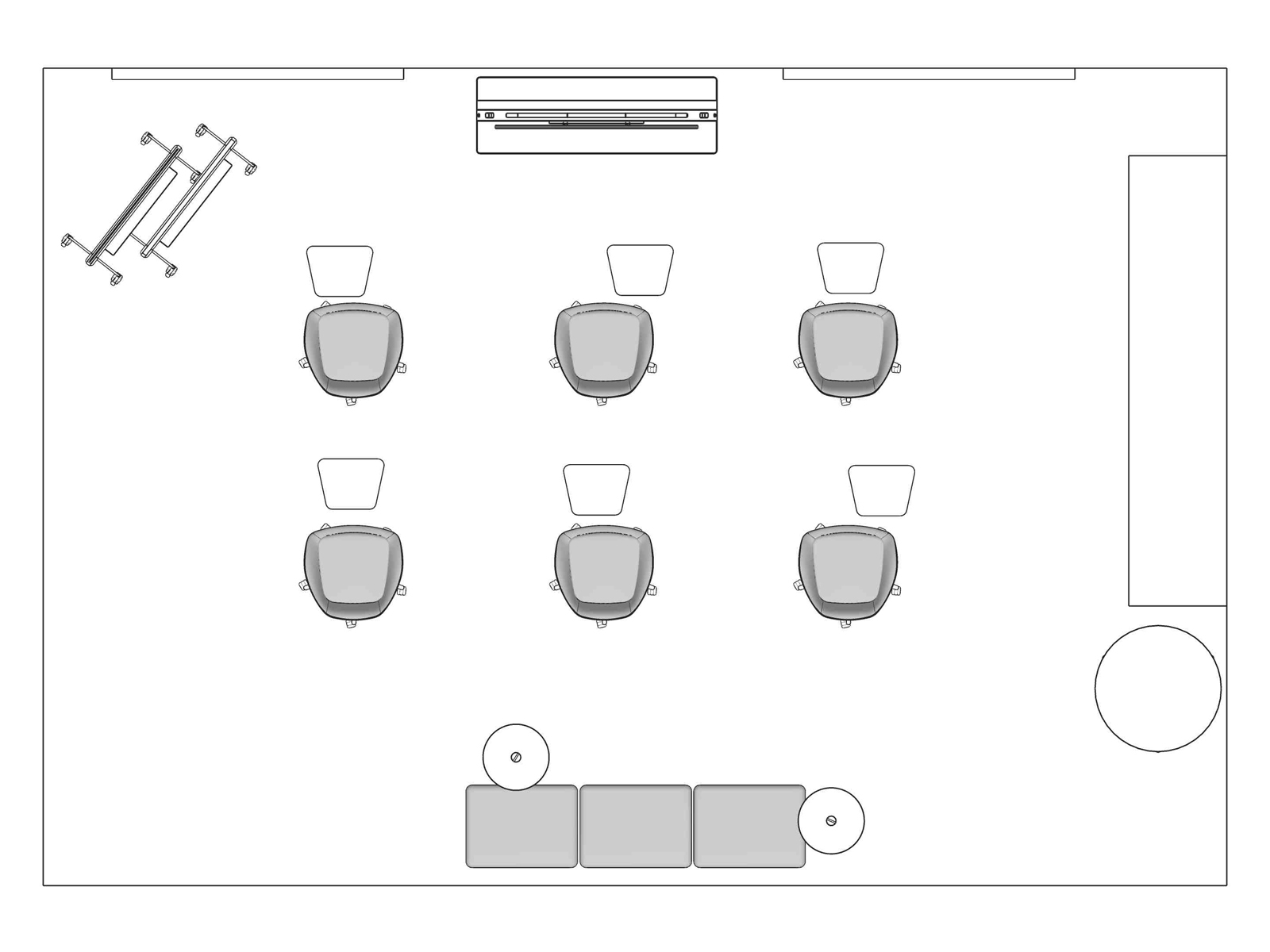 A line drawing viewed from above - Meeting Space 057 C