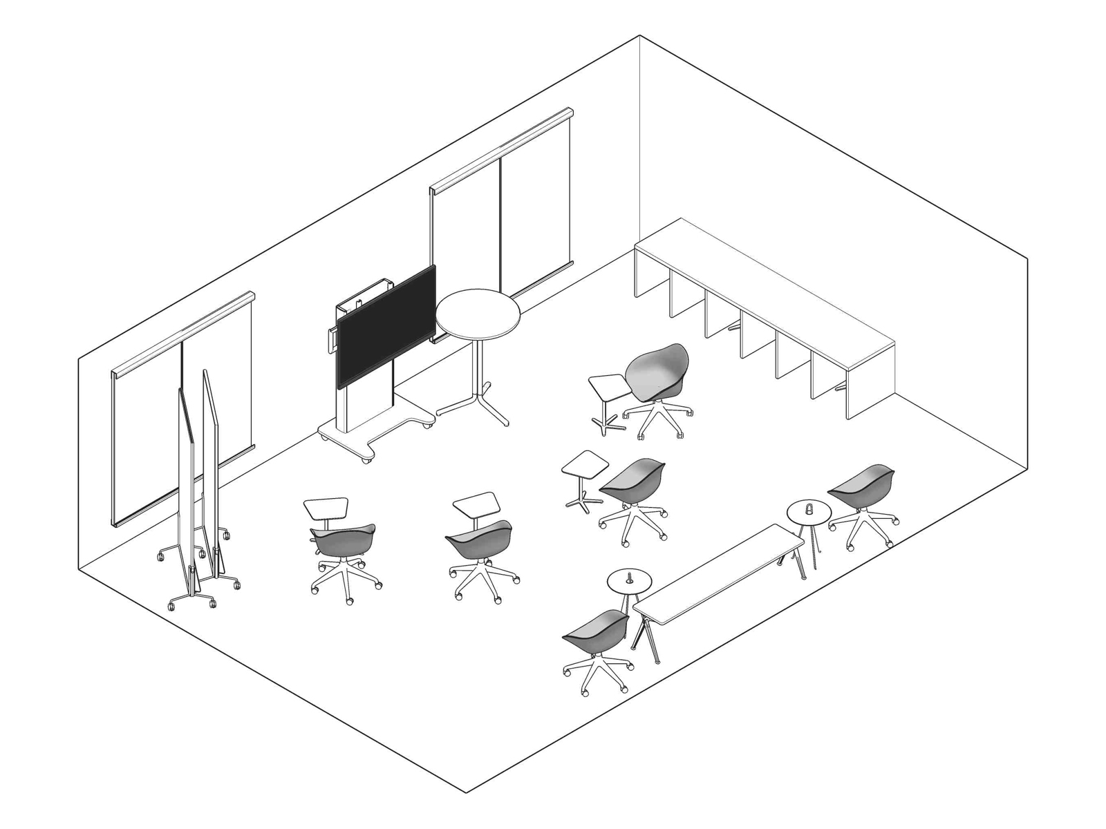 A line drawing - Meeting Space 058 A
