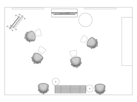 A line drawing viewed from above - Meeting Space 058 B