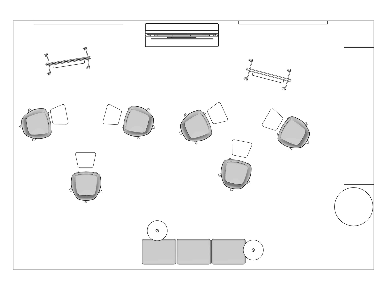 A line drawing viewed from above - Meeting Space 038