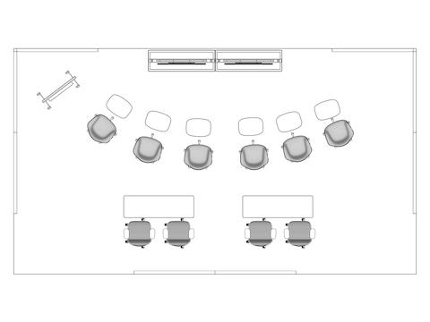 A line drawing viewed from above - Meeting Space 101