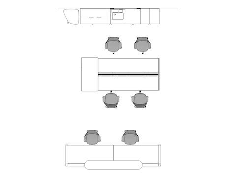 A line drawing viewed from above - Nurses Station 001