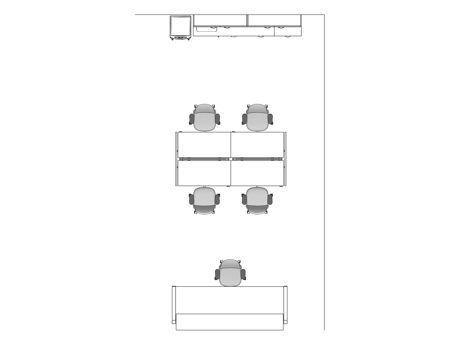 A line drawing viewed from above - Nurses Station 003