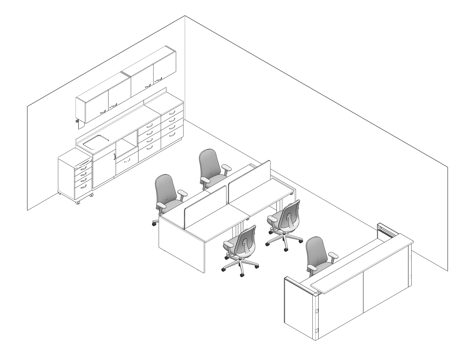 A line drawing - Nurses Station 003