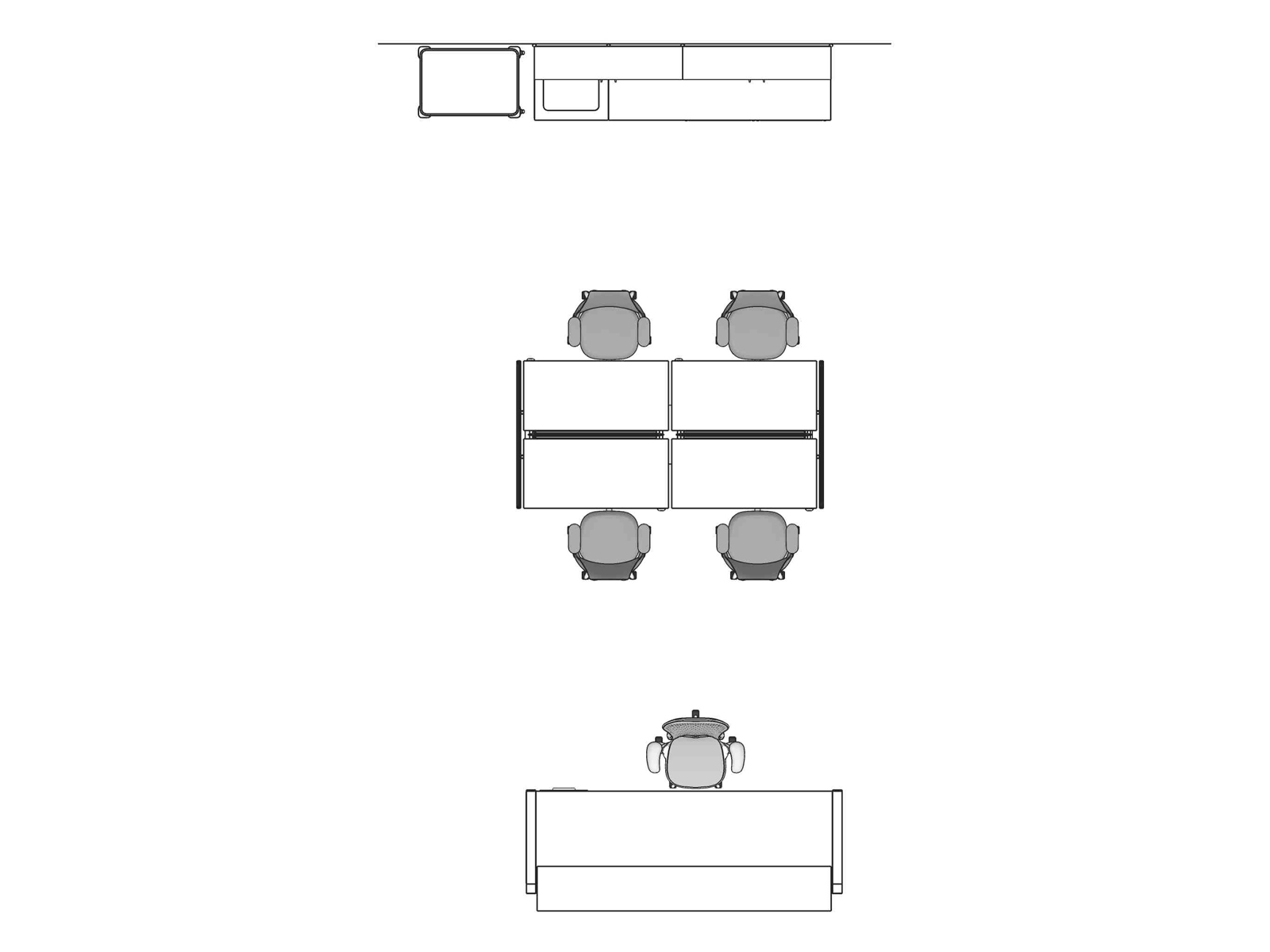 A line drawing viewed from above - Nurses Station 003