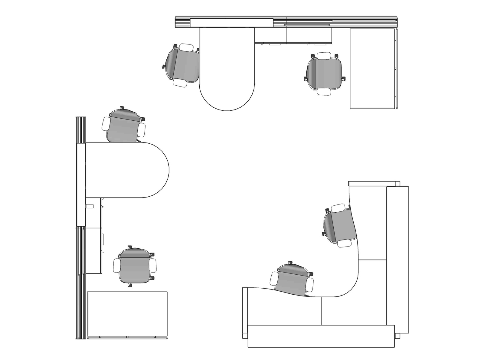 A line drawing viewed from above - Nurses Station 003