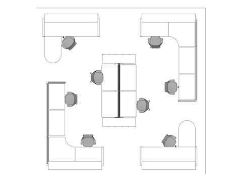 A line drawing viewed from above - Nurses Station 005
