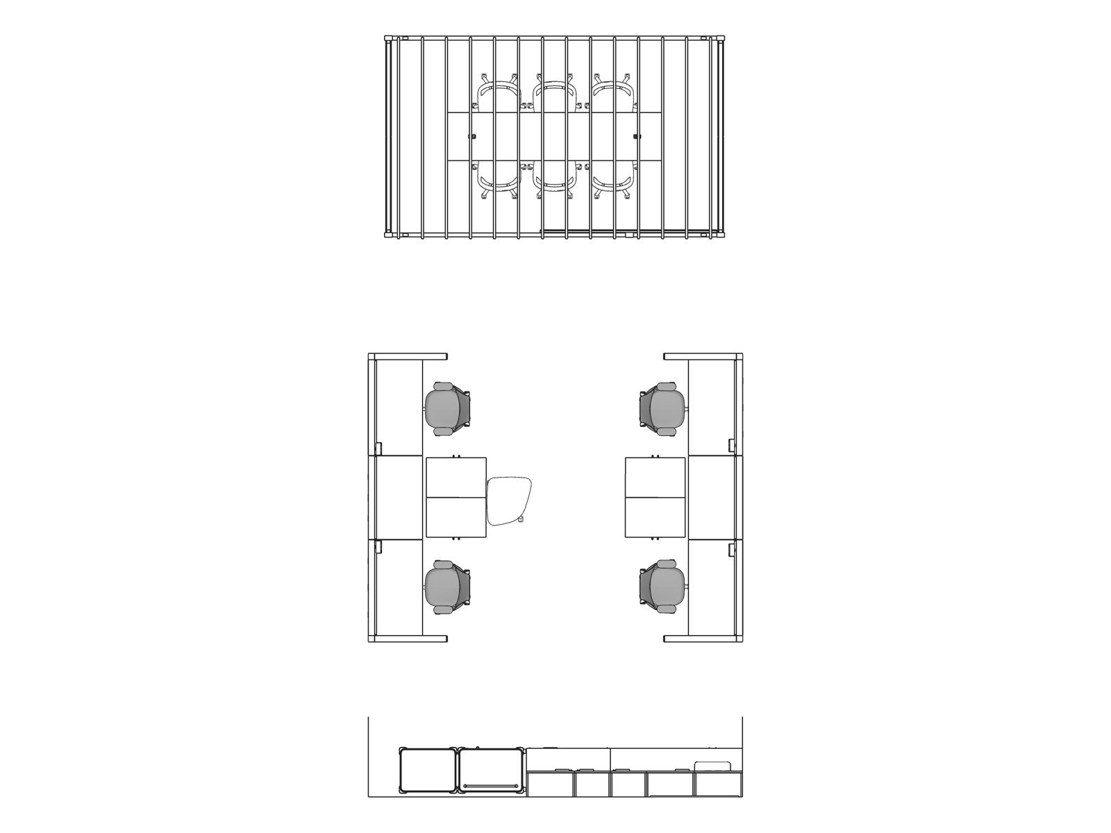 A line drawing from above - Nurses Station 021