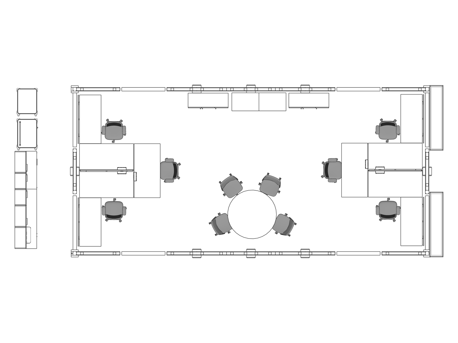 A line drawing from above - Nurses Station 022