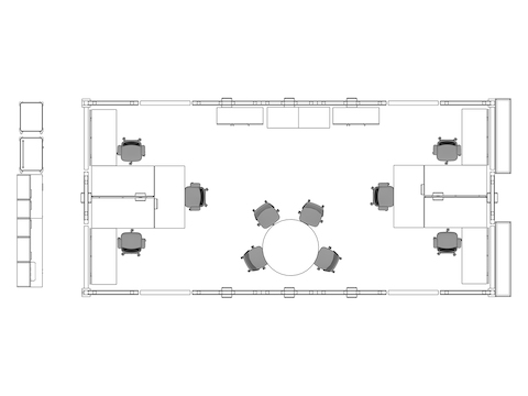 A line drawing from above - Nurses Station 022