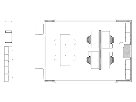 A line drawing viewed from above - Nurses Station 024