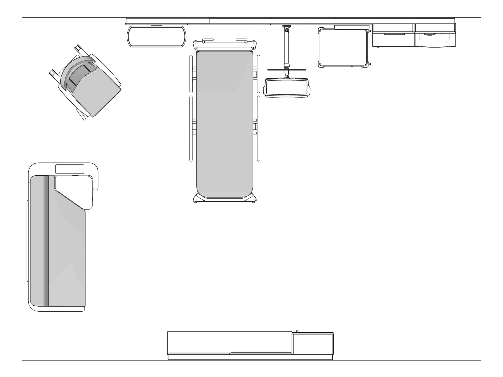 A line drawing viewed from above - Patient Room 001