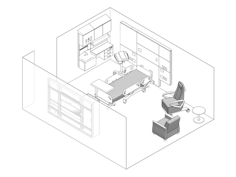 A line drawing - Patient Room 002
