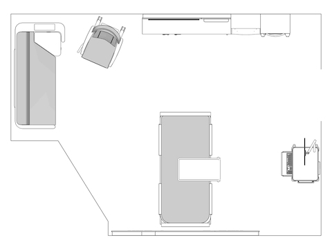 A line drawing viewed from above - Patient Room 005