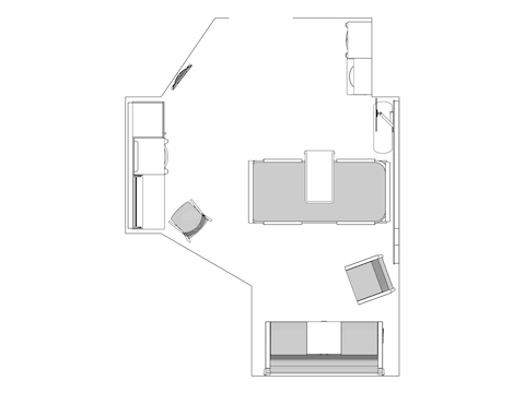 A line drawing viewed from above - Patient Room 006