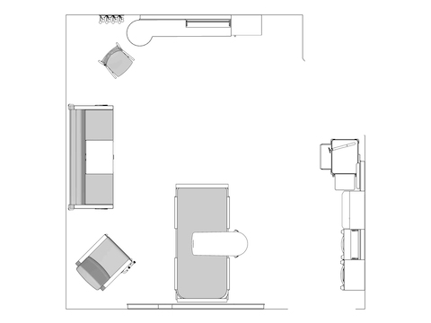 A line drawing viewed from above - Patient Room 008