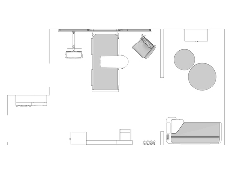 A line drawing viewed from above - Patient Room 009
