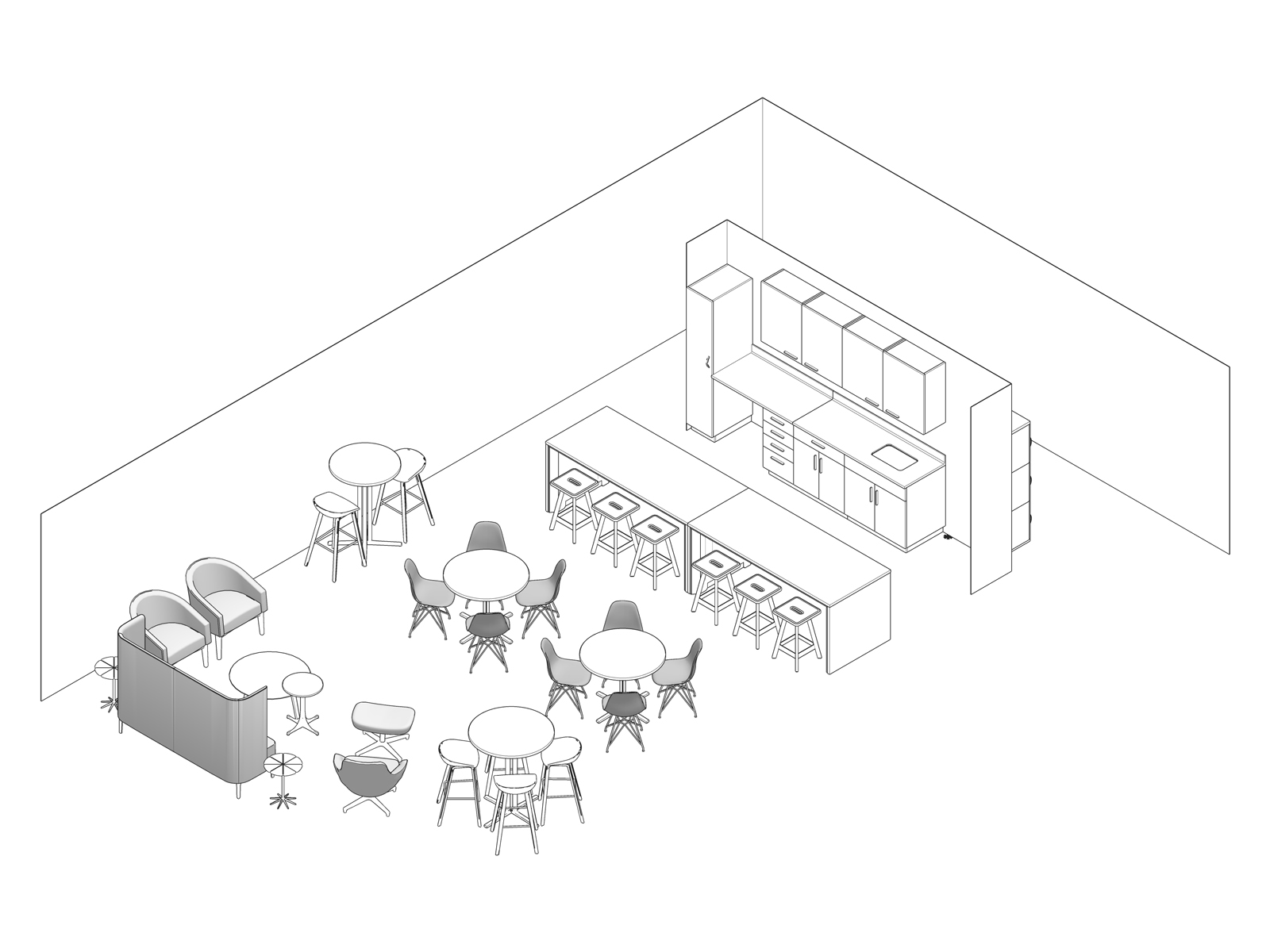 A line drawing - Staff Lounge 005