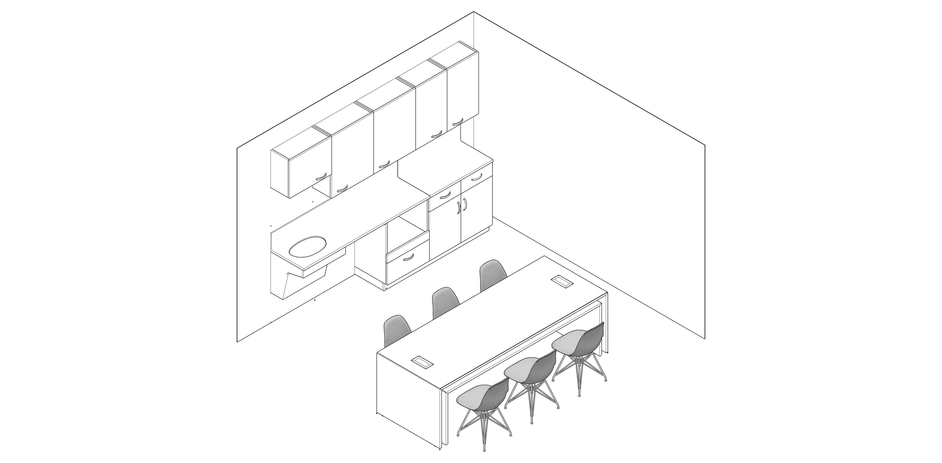 A line drawing - Staff Lounge 006
